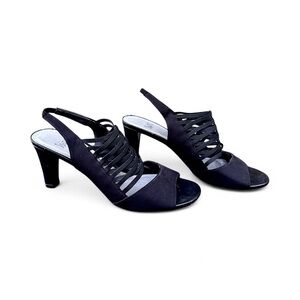 Black Strappy Open Toe Heels by Impo